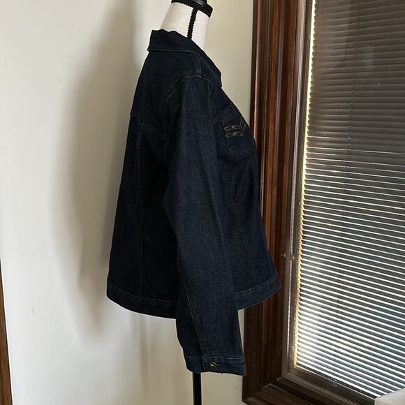 Chico's Outlet | Subtle Rhinestone Denim Jacket Size 2 (L, 12/14) NWT - Picture 3 of 7
